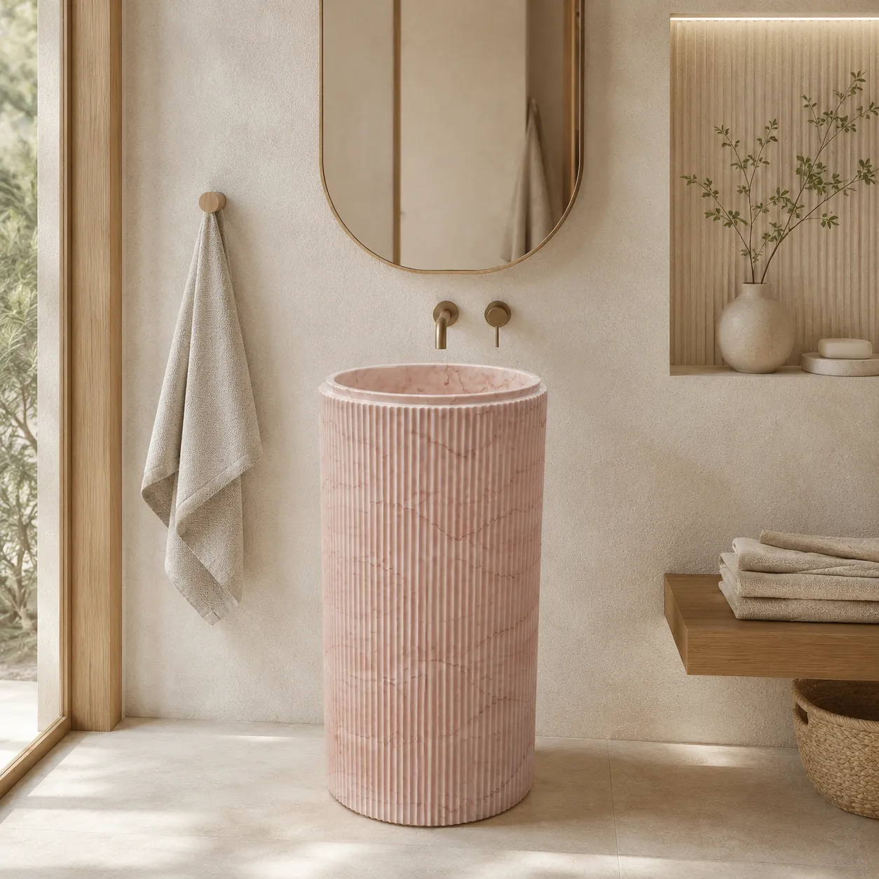 AI generated bathroom scene — minimalist spa interior